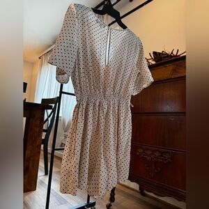 Romper, Small, Natural/ black dotted, lined